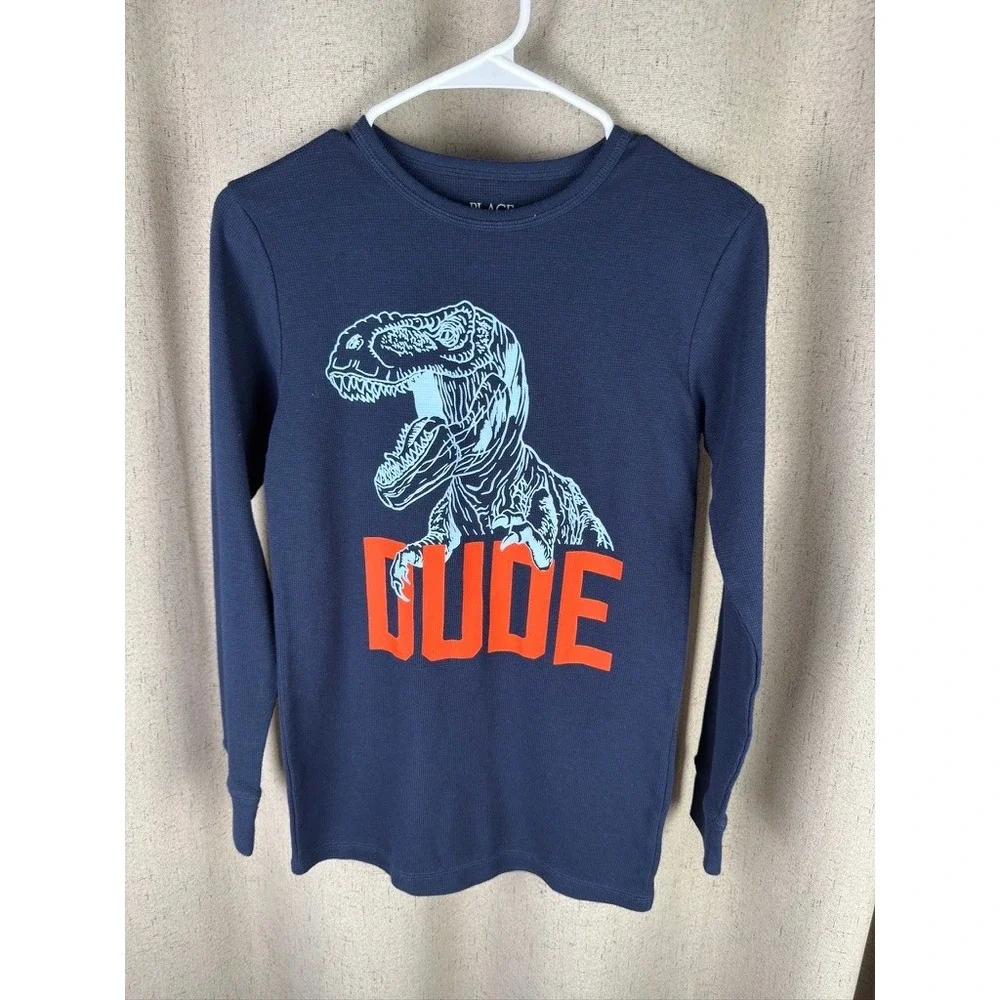 The Children's Place T-Rex Shirt Boys XL 14‎ Waffle Knit Long Sleeve